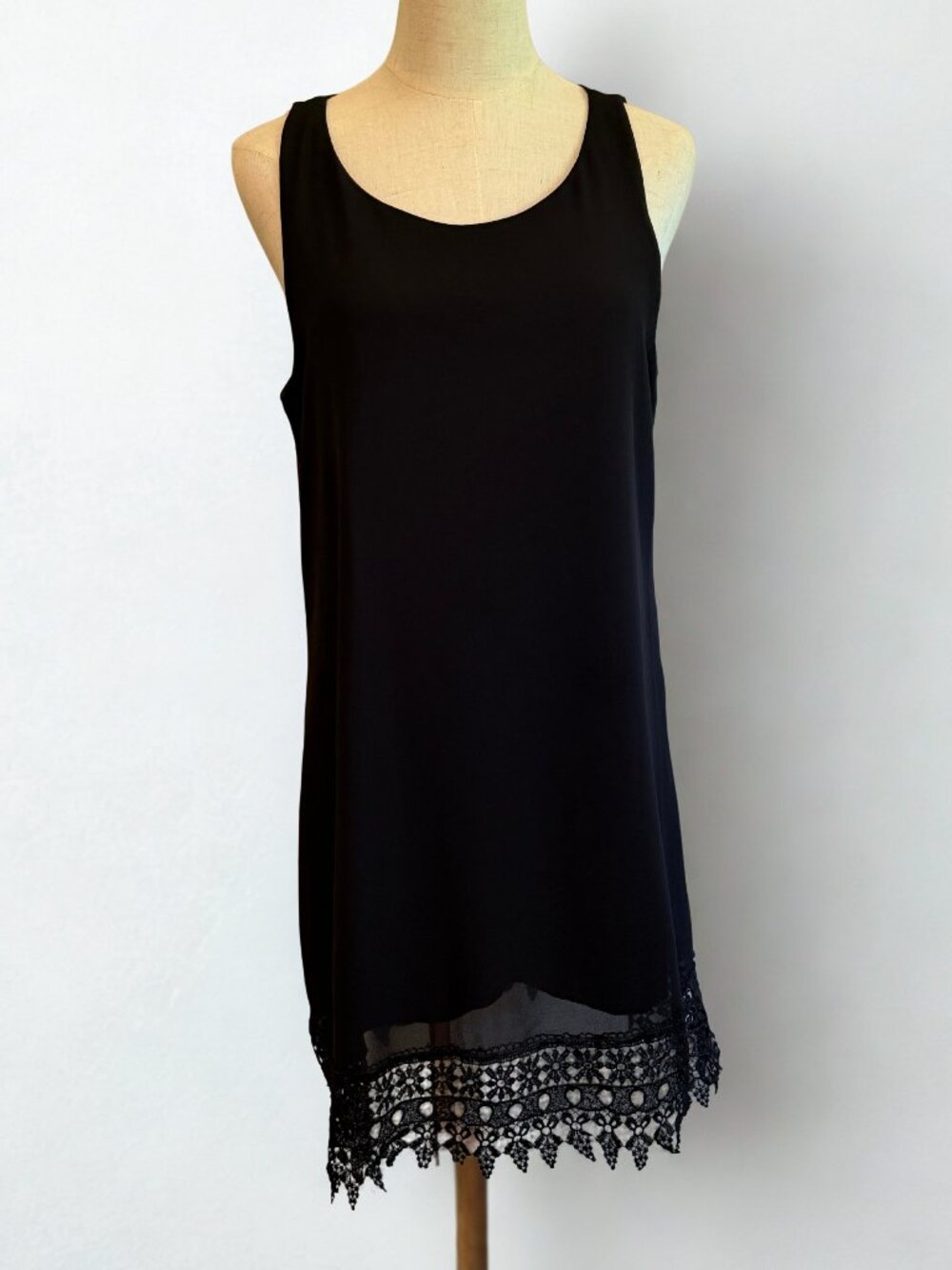 Speekless Black Lace Trim Cocktail Dress Mini L NWT